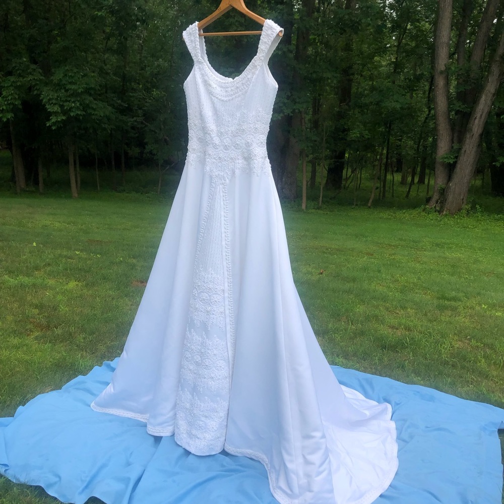 Beautiful Beaded White Wedding Dress - Like New